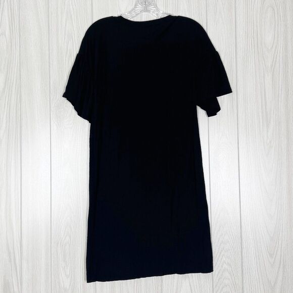 Vince Camuto | Black Embroidered Flutter Sleeve Dress Size X Small - Picture 2 of 5